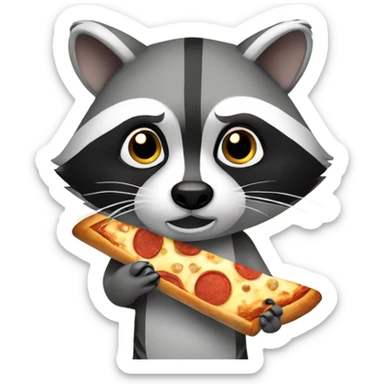 Raccoon holding a pizza slice sticker