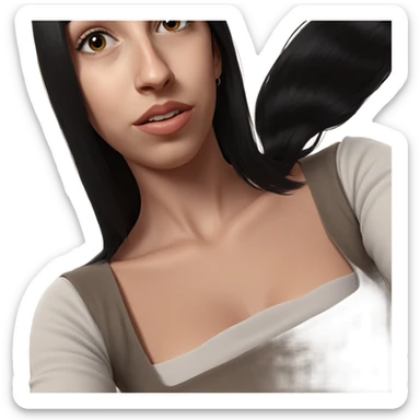 realistic portrait of black-haired girl sticker