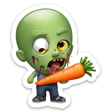 a zombie eating a carrot sticker