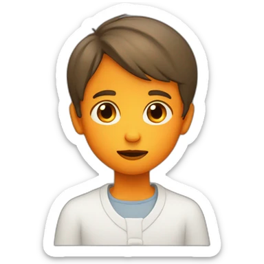 A boy with orange dot on forehead praying sticker