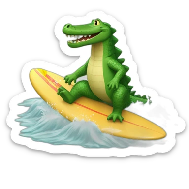 Chat qui fait du surf sur un lac remplie de crocodile sticker