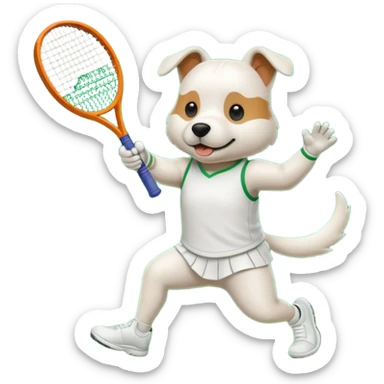 Un chien qui joue au tennis  sticker