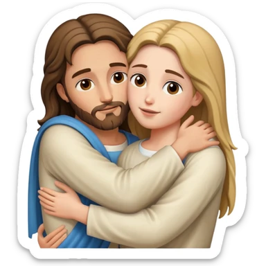 Jesus hugs a girl sticker