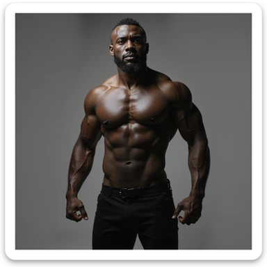 muscular black man, realistic, expressive, neutral background sticker