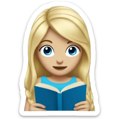 blonde hair blue eyed girl reading  sticker