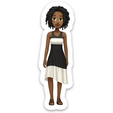 Tan girl with black locs dark white dress full body sticker
