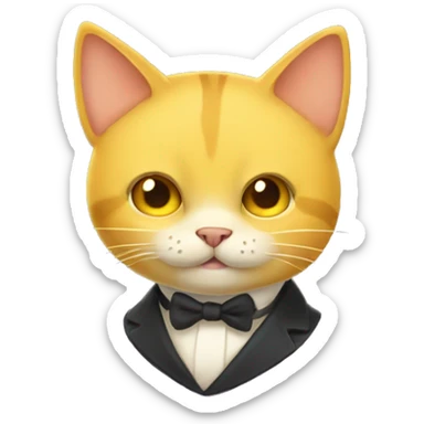 Yellow cunning animated cat smirking with a monocle sticker
