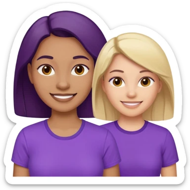 various races of women in a purple shirt ages 25-50 sticker