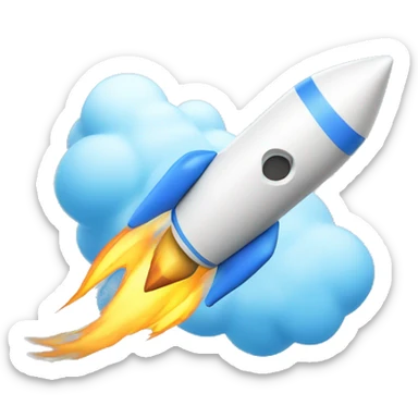 3d rendering, Round-fronted rocket icon flying up and to the right, white body, yellow frame, blue window sticker