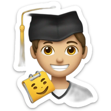 a student with a timetable in his hand and a black academic cap sticker