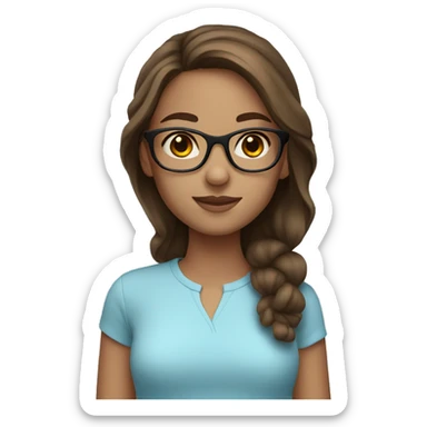 girl with light skin blue eyes glasses and brown hair sticker