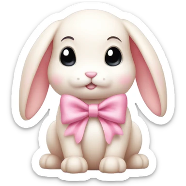Light pink bunny with a bow sticker