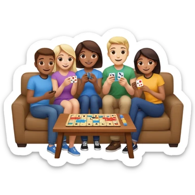 group of friends on couch playing a game sticker