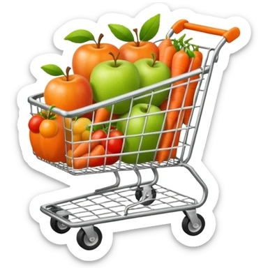 shopping cart full of healthy food sticker