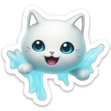 Mysterious cartoon ghost spirit kitty floating in the air sticker