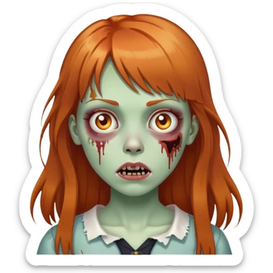 zombie girl with long ginger hair and bangs sticker
