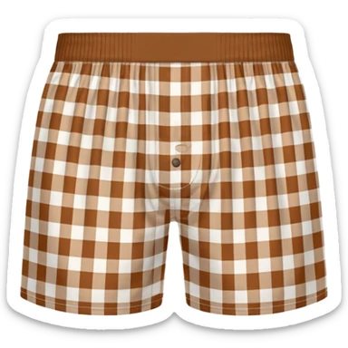 Brown and white gingham boxer shorts sticker