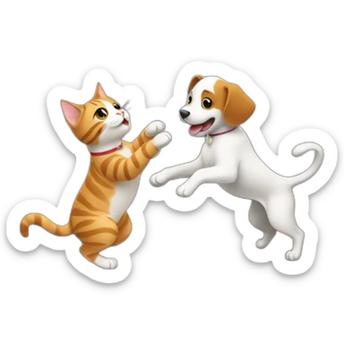 cat dancing with a dog in a church sticker