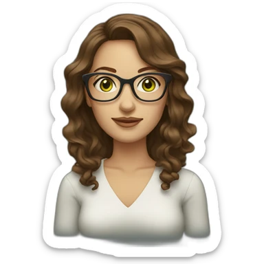 woman-with-wavy-brown-hair-square-glasses-green-eyes sticker