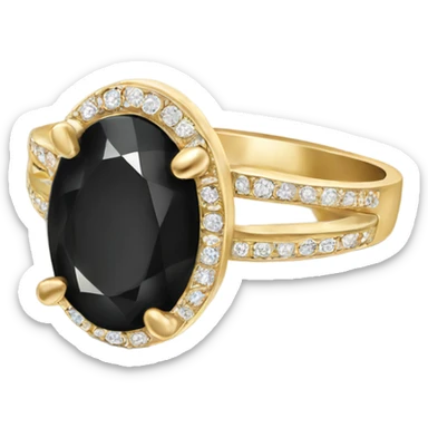 gold ring with black oval diamond sticker