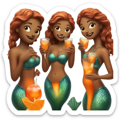 Three mermaids drinking aperol sticker