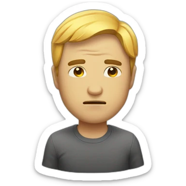 sad guy taking happy mask off sticker