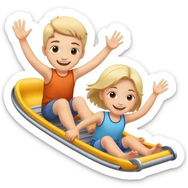 two children sliding together, happy and energetic sticker