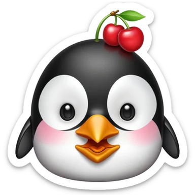 Penguin cherry face sticker