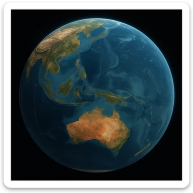 Make the globe more realistic with detailed continents and shading. Show Australia in view. Use blue oceans and realistic land colors. Avoid any cartoon effect or stylization, aiming for a natural and photorealistic appearance. sticker
