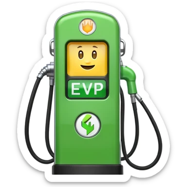 gas pump vs. EV plug. sticker