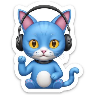 Blue cat dj sticker