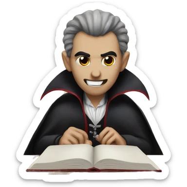 A vampire studying sticker