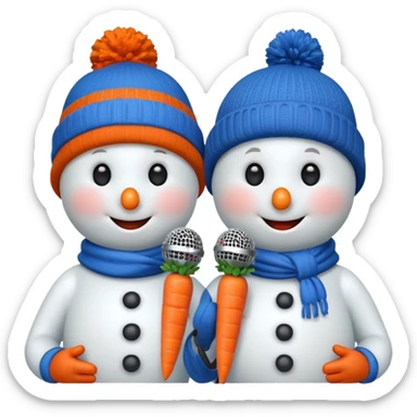 snowmen with microphone with winter cap sticker