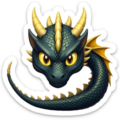 Black dragon with yellowish golden stripe scales  sticker