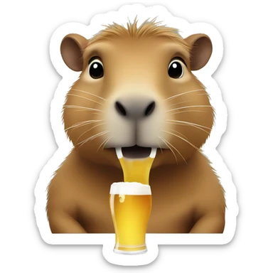 Capybara drinking beer  sticker