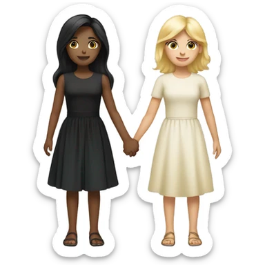 Girl with black hair and blond girl holding hands sticker