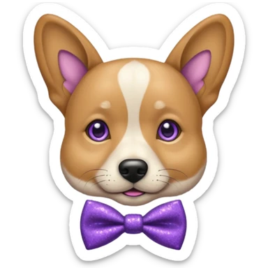 Cachorro adulto com gravata roxa com glitter sticker
