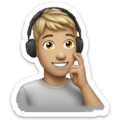 teenager boy with hearphone sticker