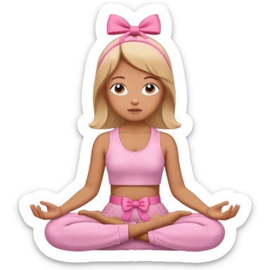 girl meditating with pink bow  sticker