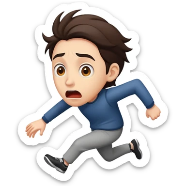 Person running away in fear, glancing back over shoulder with terrified expression sticker