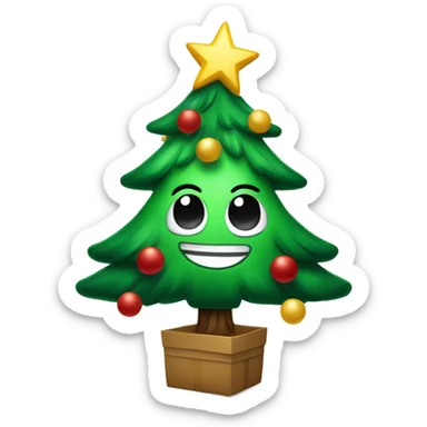 Happy christmas tree character sticker