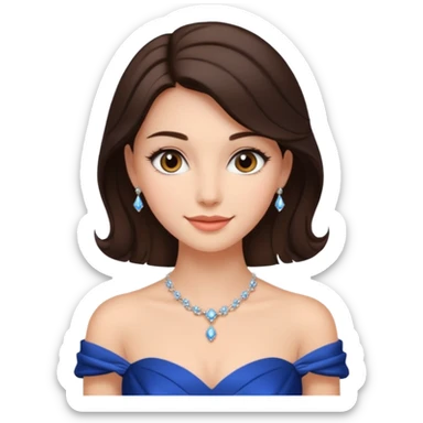 a beautiful brunette hair princess wearing a gown with elegant piercing and smile gently  sticker