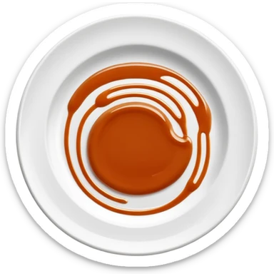 Minimal icon of a white plate with a thin, Michelin-style sauce drizzle forming a clear, distinct C shape in accent color #FF3D00. sticker