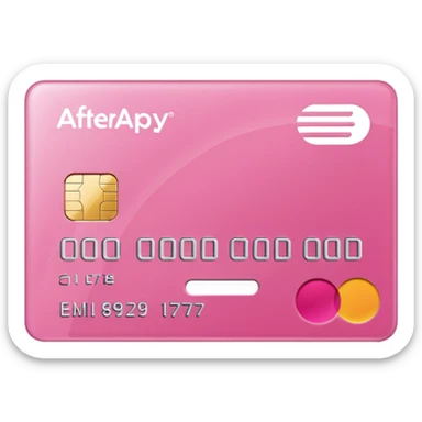 pink big afterpay word on a credit card sticker