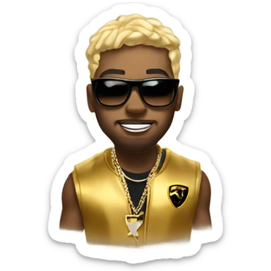 Rapper on gold Lamborghini sticker