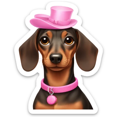 Doxy dachshund adorable with pink accessories  sticker