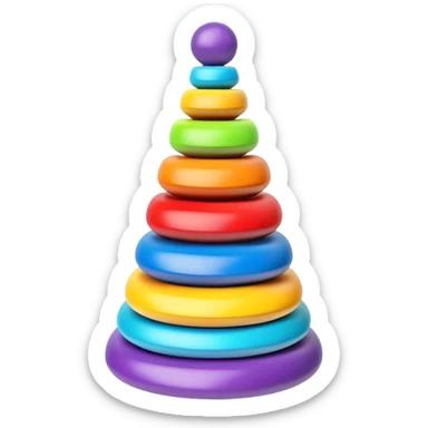 Colorful children's stacking pyramid toy with rings of different sizes sticker