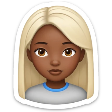 Black girl with fair skin, round face, and straight hair sticker