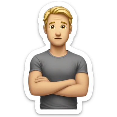 white man shrugging with shoulders and hand sticker