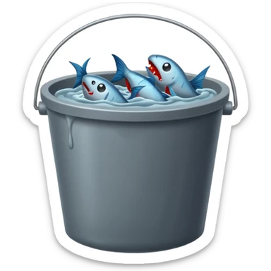 dead fishes in plain bucket sticker